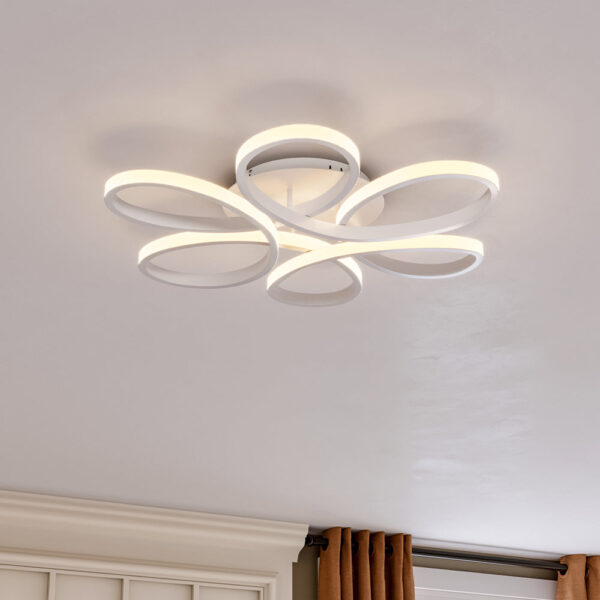 Floral 6 Rings Modern LED Ceiling Light Dimmable with Remote Control