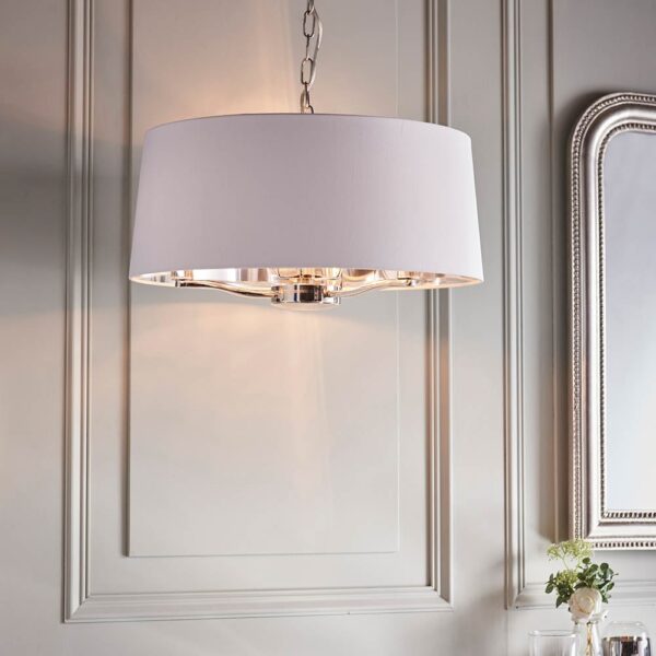 Herriman 3 Light Fabric Shade Ceiling Light In Bright Nickel