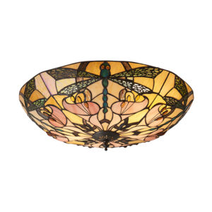 Interiors 1900 63922 Ashton Tiffany Large 2 Light Flush Ceiling Light In Bronze