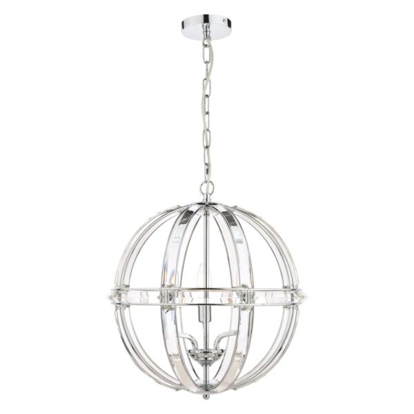 Laura Ashley Aidan Glass Globe 5 Light Chandelier In Polished Chrome Finish