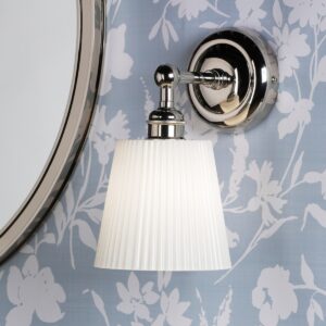 Laura Ashley Callaghan Wall Light In Polished Nickel And White Ribbed Glass IP44 LA3756601-Q