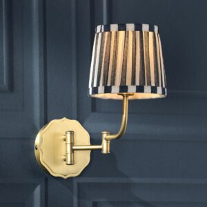 Laura Ashley Denwick Wall Light In Matt Antique Brass And Satin Blue With Shade LA3756599-Q