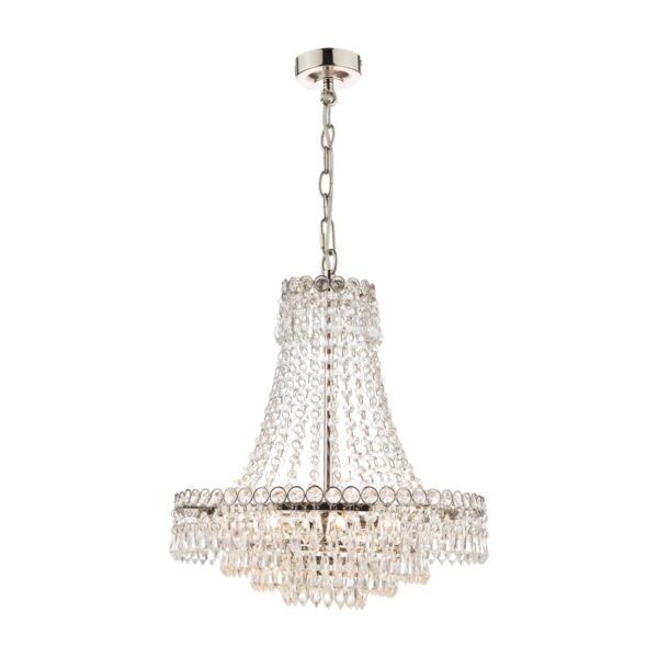 Laura Ashley Enid 5 Light Cut Glass Chandelier In Polished Nickel Finish