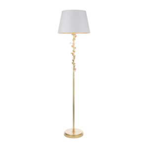 Laura Ashley Halton Floor Lamp In Distressed Gold Leaf With Cream Cotton Shade