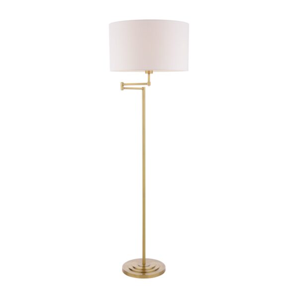 Laura Ashley Marlowe Floor Lamp In Antique Brass With Ivory Cotton Shade