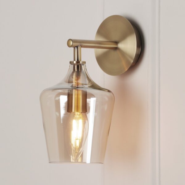 Laura Ashley Ockley Wall Light In Antique Brass With Champagne Glass