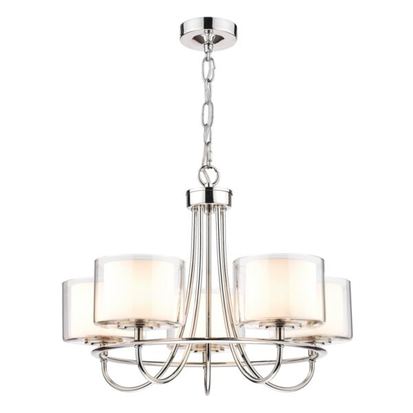 Laura Ashley Southwell Polished Nickel 5 Light Chandelier With Glass Shades LA3703637-Q