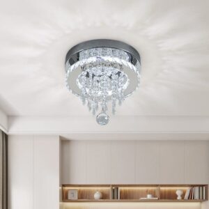 Modern Round Crystal Ceiling Light with Droplets