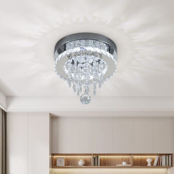 Modern Round Crystal Ceiling Light with Droplets